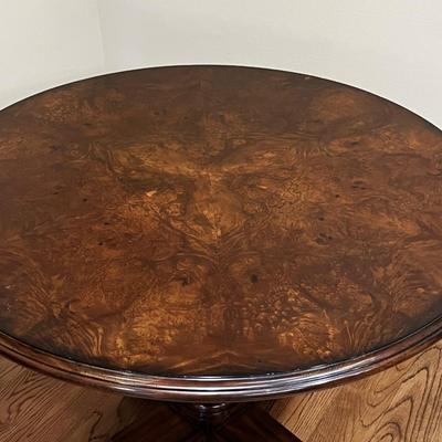 MAITLAND-SMITH ~ Solid Wood Burl Top Round Dining Room Pedestal Table