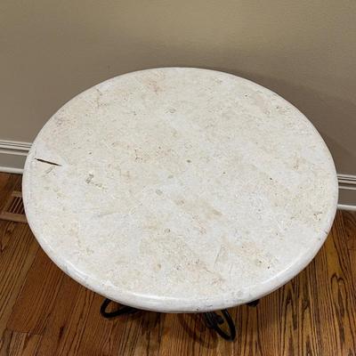 Iron & Faux Marble Top Wicker Table ~ *Read Details