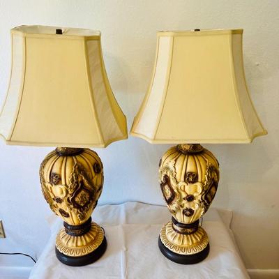 Pair of Tan and Brown Table Lamps  (BR2-JM)