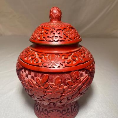 Carved Cinnabar Ginger Jar, CloisonnÃ© Vase, & More (LR-RG)