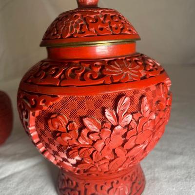 Carved Cinnabar Ginger Jar, CloisonnÃ© Vase, & More (LR-RG)