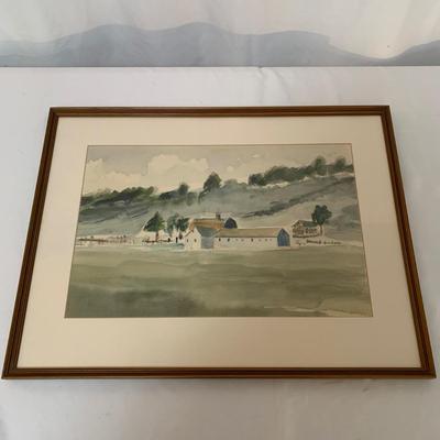 Framed Watercolor Original of Farm (GR1-KW)