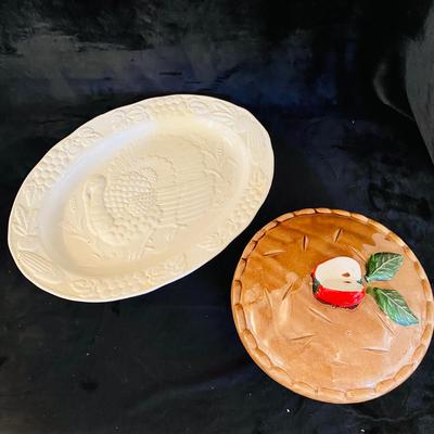 Ceramic Pie Holder and Turkey Plate (LR-SL)