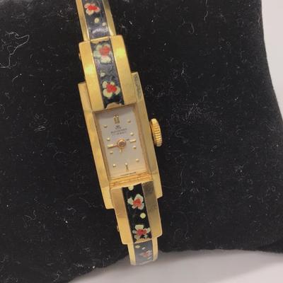VTG Bucherer Gold Filled  Watch Enamel 17 Jewl Mechanical Working Cuff Bracelet