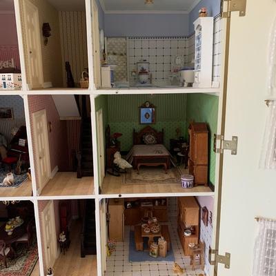 LOT 61R:  3-Story Doll House: Fully Furnished & Includes Holiday Decorations