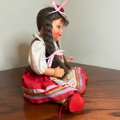 LOT 92C: Vintage Celluloid Doll in Handmade Dress & Head Piece