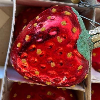 1950's Czechoslovakia Strawberry Glass Ornaments