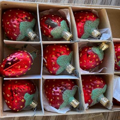1950's Czechoslovakia Strawberry Glass Ornaments