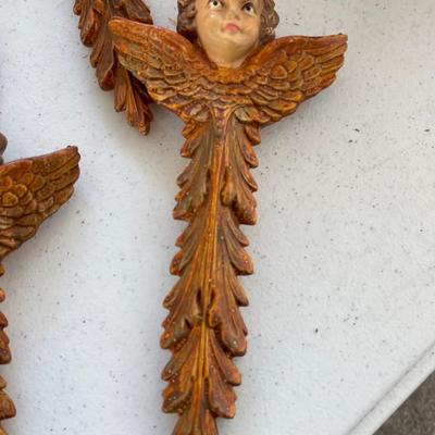Vintage Cherub Putti Winged Hand Painted Florentine Ornaments