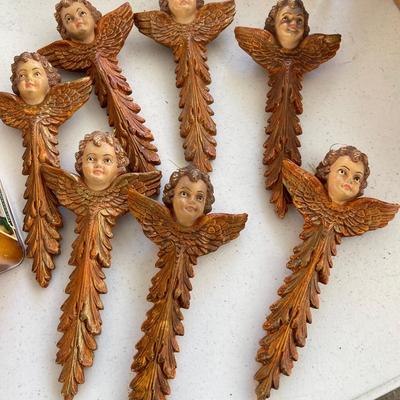 Vintage Cherub Putti Winged Hand Painted Florentine Ornaments