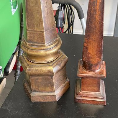 Two Vintage Heavy Cast Iron Obelisks or Finials