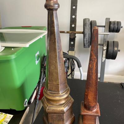 Two Vintage Heavy Cast Iron Obelisks or Finials