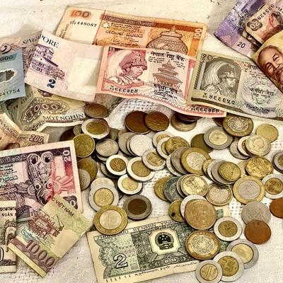Lot 263 Group of Foreign Money Coins Bills Mexico South East Asia Middle East
