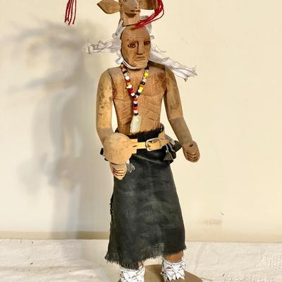 Lot 264 Carved Wood Hopi Kachina Doll "Venado" Deer, Sign Hernandez15" tall Traditional