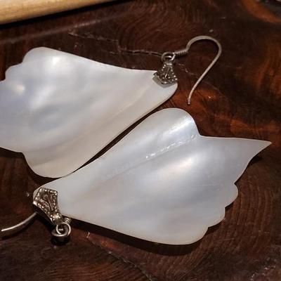 Lot 11: Mother of Pearl Earrings and Bird Pendant
