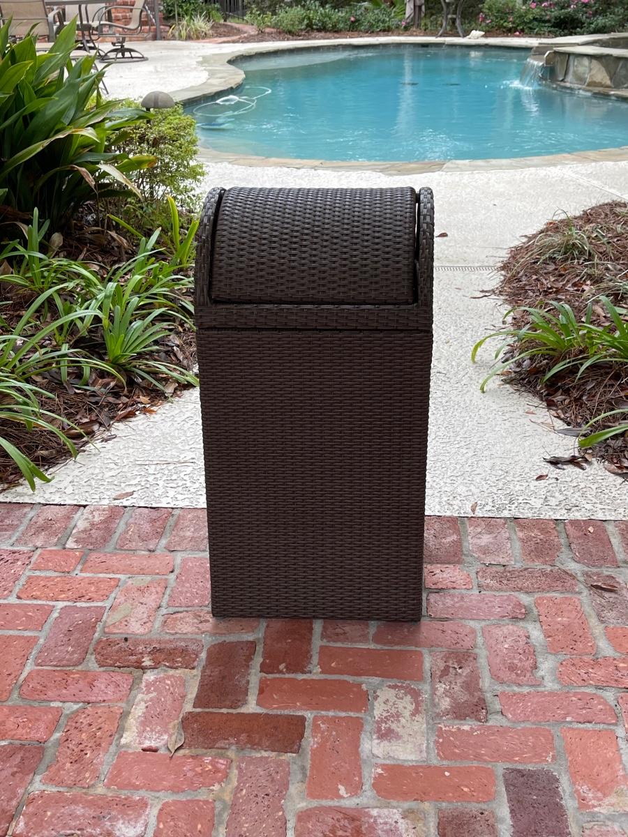 All Weather Wicker Swing Top Trash Bin