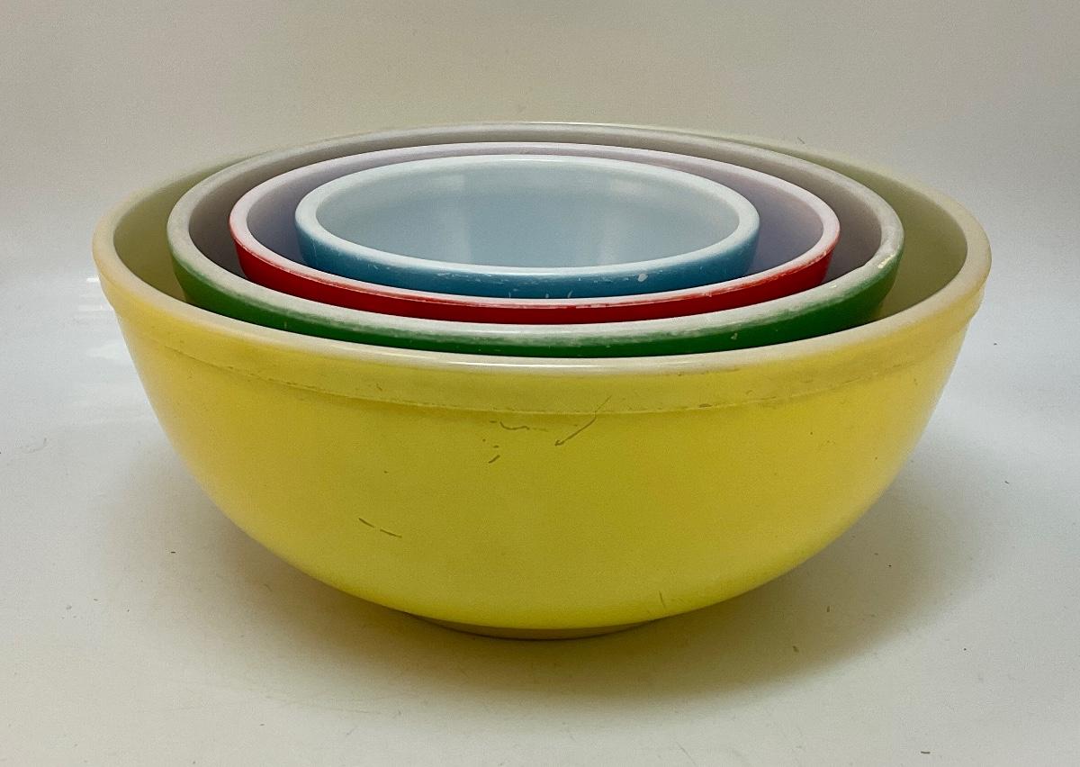 Pyrex, Primary Mixing Bowls (4 Bowls Only with Numbers)