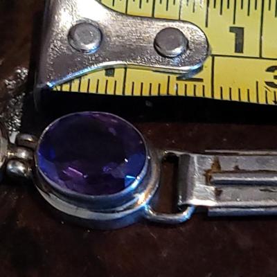 Lot 41: Sterling Silver & Amethyst Bracelet