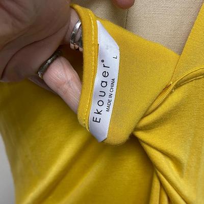 Ekouaer Sunshine Yellow with White Lace Nightgown Loungewear Size L