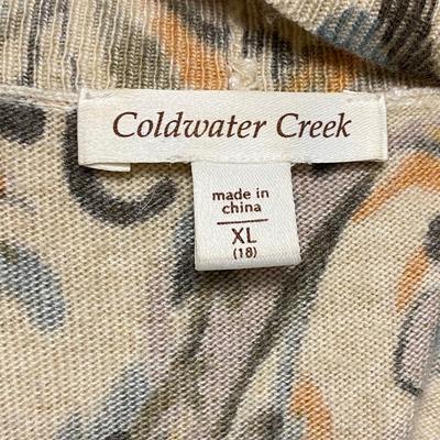 Coldwater Creek Muted Paisley Single Snap Sweater Size XL