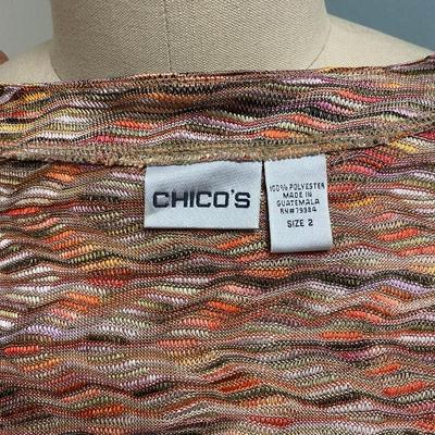 Chico's Mutlicolored Warm Tones Tie Front Sweater Cardigan Lightweight Coat Size 2