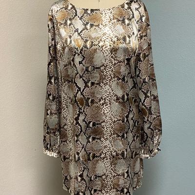Chico's Over the Head Reptile Snake Print Tunic Blouse Size 2