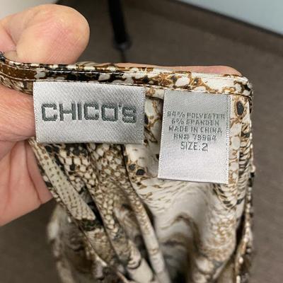 Chico's Over the Head Reptile Snake Print Tunic Blouse Size 2