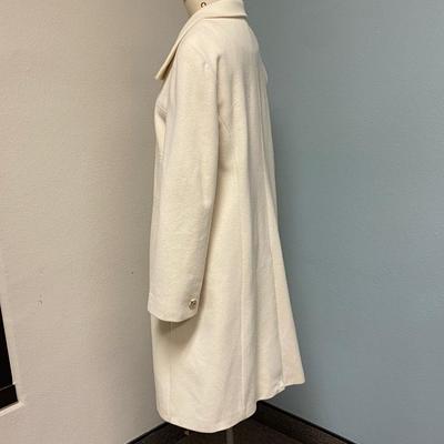 Off White Wool Cashmere Blend Trench Coat Swing Jacket Ellen Tracy Size 14