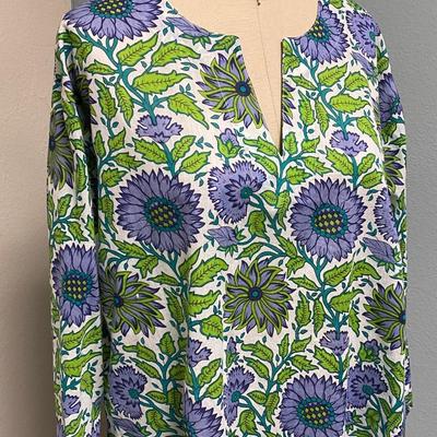 100% Cotton Large Floral Pattern Hippie Tunic Blouse Made in India