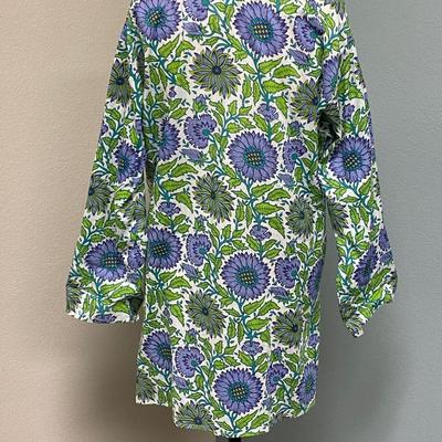 100% Cotton Large Floral Pattern Hippie Tunic Blouse Made in India