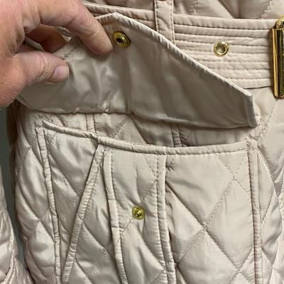 Michael by Michael Kors Quilted Beige Gold Puffy Coat Jacket Size Large