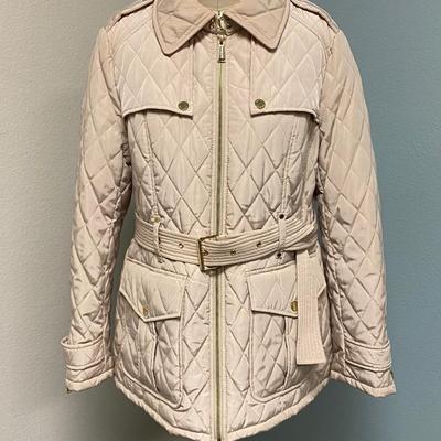 Michael by Michael Kors Quilted Beige Gold Puffy Coat Jacket Size Large