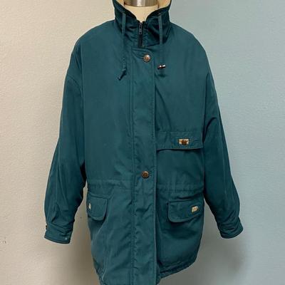 Larry Levine Microfibre Teal Green Winter Raincoat Jacket