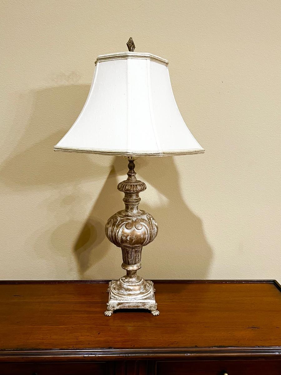 Gold & Cream Resin Table Lamp Cream Shade