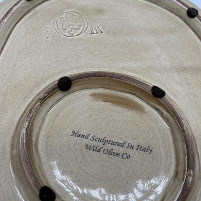 WILD OLIVE CO. ~ Hand Sculptured Decorative Oval Handled Platter