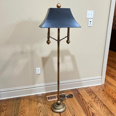 Brass Floor Lamp With Solid Black Shade