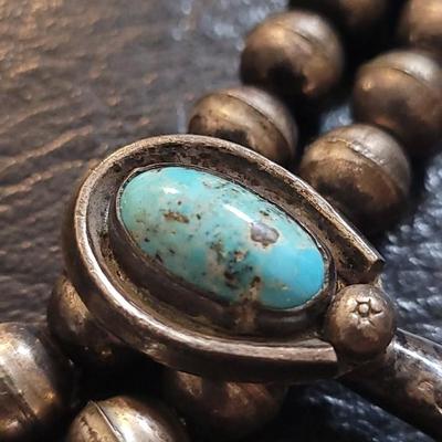 Lot 88: Sterling & Turquoise Squash Blossom Necklace