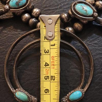 Lot 88: Sterling & Turquoise Squash Blossom Necklace