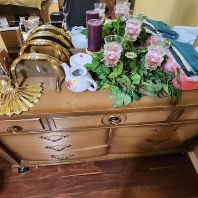 Vintage Mid Century dresser with mirror, home decor etc