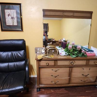 Vintage Mid Century dresser with mirror, home decor etc