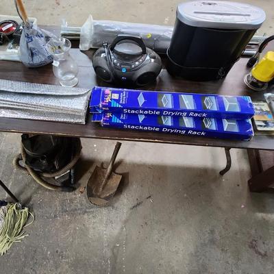 Rainbow vacuum, Shredder, cd/radio, drying racks, curtain rods, etc