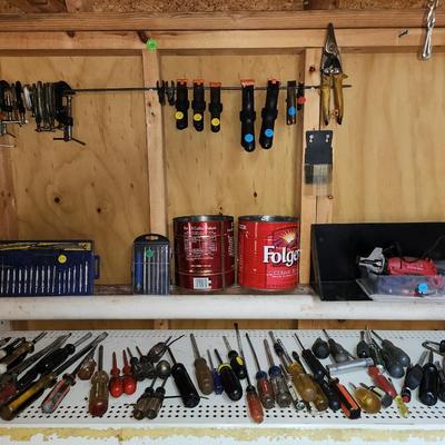 Clamps, Screwdrivers, chainsaw sharpener and more