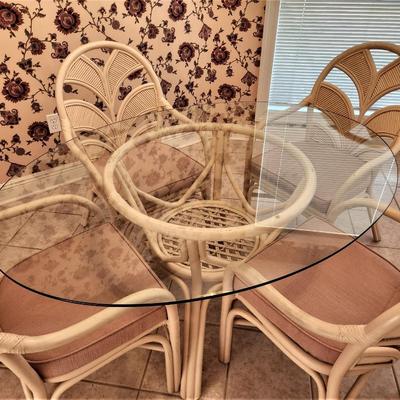 Lot #80  Vintage Rattan Table/Chair Set - great condition