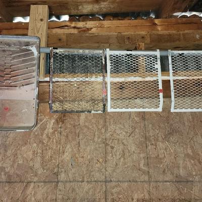 Misc paint supplies and wire bin