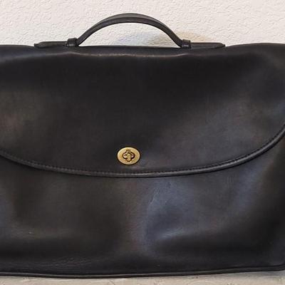 Lot 98: Vintage COACH Original Collection Black Leather Briefcase