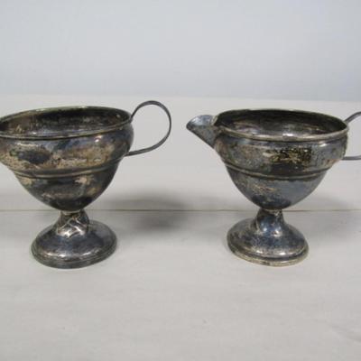 Weighted Sterling Silver Creamer and Sugar Bowl