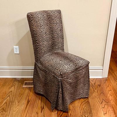 Leopard Print Slip Covered Parsons Chair
