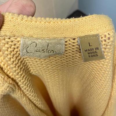 Pale Banana Yellow Chunky Button Front Sweater Cardigan Caslon Size Large