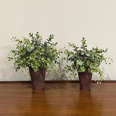 Five (5) Assorted Artificial Potted Greenery