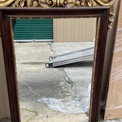 Hollywood Regency Mid Century Gold Syroco Wood Shell Mirror